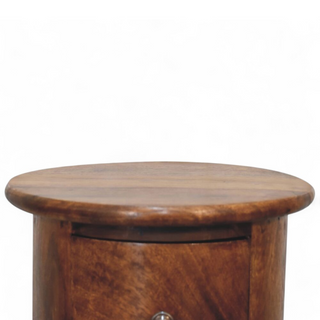 Mid-Century Modern Mini Drum Chest Chestnut Solid Wood - doors open interior