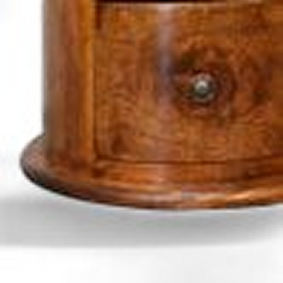 Mid-Century Modern Mini Drum Chest Chestnut Solid Wood - leg detail close up