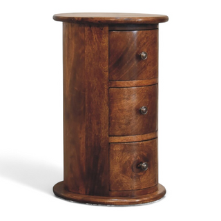 Mid-Century Modern Mini Drum Chest Chestnut Solid Wood - door handle detail