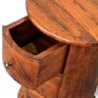 Mid-Century Modern Mini Drum Chest Chestnut Solid Wood - side angle view