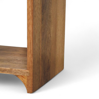 Mid-Century Modern Oak Nightstand with Drawer and Open Shelf - dimensions scale