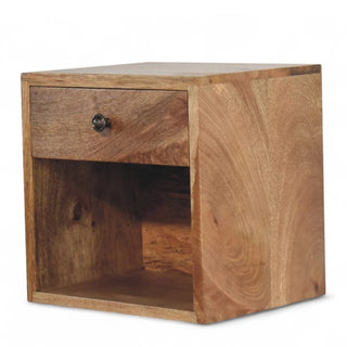 Mid-Century Modern Oak Wall-Mounted Nightstand - wood grain close up
