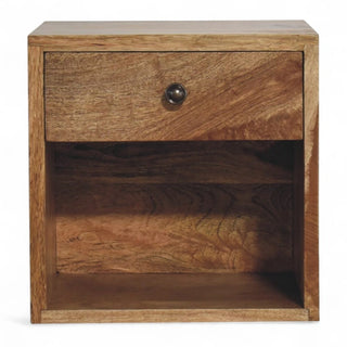 Mid-Century Modern Oak Wall-Mounted Nightstand - front view