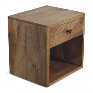 Mid-Century Modern Oak Wall-Mounted Nightstand - lifestyle bedroom