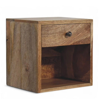 Mid-Century Modern Oak Wall-Mounted Nightstand - top surface view