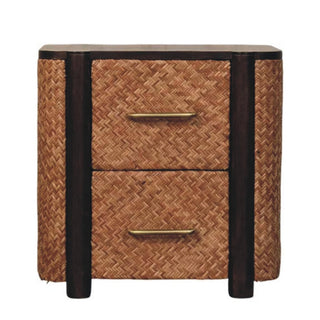 Havana Rattan Cane Bedside Table with Drawers | Mocha Mango Wood