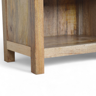 Top view of Mid Century Modern Small Solid Wood Bookcase, showing the open shelving and furniture finish