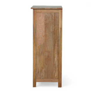 Back view of Mid Century Modern Small Solid Wood Bookcase, showing the open shelving and furniture finish