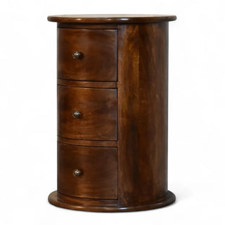 Mid-Century Modern Solid Wood 3-Drawer Drum Chest - door handle detail