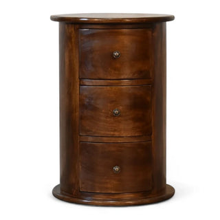 Mid-Century Modern Solid Wood 3-Drawer Drum Chest - front view