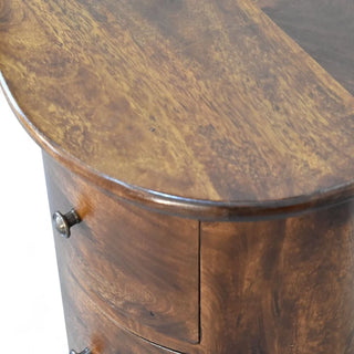 Mid-Century Modern Solid Wood 3-Drawer Drum Chest - leg detail close up