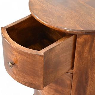 Mid-Century Modern Solid Wood 3-Drawer Drum Chest - side angle view