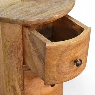 Mid-Century Modern Solid Wood Mini Drum Chest - side angle view