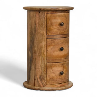 Mid-Century Modern Solid Wood Mini Drum Chest - door handle detail