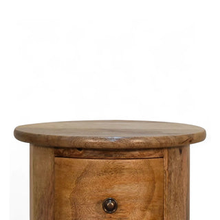Mid-Century Modern Solid Wood Mini Drum Chest - lifestyle living room