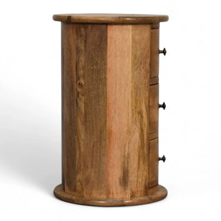 Mid-Century Modern Solid Wood Mini Drum Chest - dimensions scale