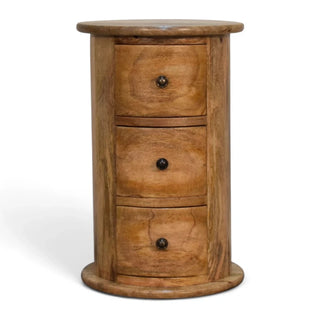 Mid-Century Modern Solid Wood Mini Drum Chest - front view
