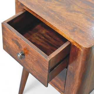 Mid-Century Modern Solid Wood Nightstand Bera Design - side angle view