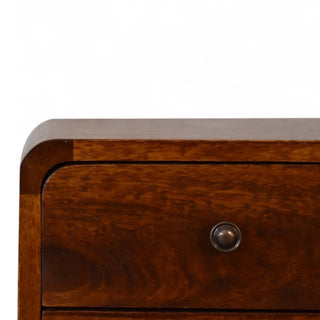 Mid-Century Modern Solid Wood Nightstand - drawer open detail