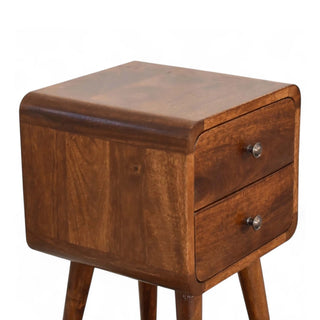 Mid-Century Modern Solid Wood Nightstand - rear profile view