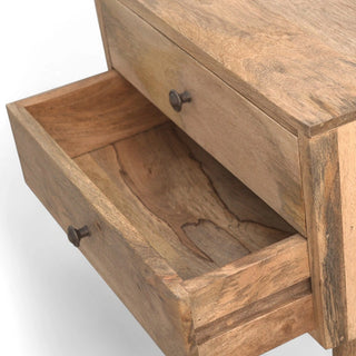 Mid-Century Modern Solid Wood Nightstand Chestnut Finish - side angle view