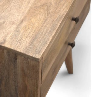 Mid-Century Modern Solid Wood Nightstand Chestnut Finish - drawer open detail