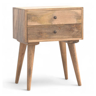 Mid-Century Modern Solid Wood Nightstand Chestnut Finish - top surface view