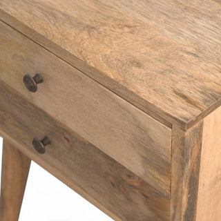 Mid-Century Modern Solid Wood Nightstand Chestnut Finish - wood grain close up