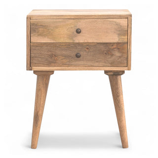 Mid-Century Modern Solid Wood Nightstand Chestnut Finish - front view