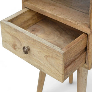 Mid-Century Modern Solid Wood Nightstand Oak-Ish Finish - side angle view