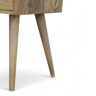 Mid-Century Modern Solid Wood Nightstand Oak-Ish Finish - drawer open detail
