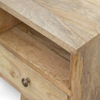Mid-Century Modern Solid Wood Nightstand Oak-Ish Finish - top surface view