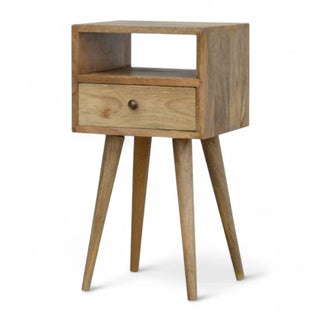 Mid-Century Modern Solid Wood Nightstand Oak-Ish Finish - wood grain close up