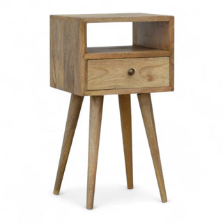 Mid-Century Modern Solid Wood Nightstand Oak-Ish Finish - lifestyle bedroom