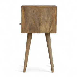 Mid-Century Modern Solid Wood Nightstand Oak-Ish Finish - rear profile view