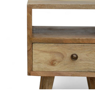 Mid-Century Modern Solid Wood Nightstand Oak-Ish Finish - product white background