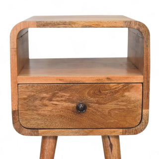 Mid-Century Modern Solid Wood Nightstand with Open Shelf - dimensions scale