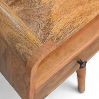 Mid-Century Modern Solid Wood Nightstand with Open Shelf - lifestyle bedroom