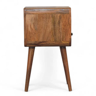 Mid-Century Modern Solid Wood Nightstand with Open Shelf - top surface view