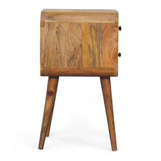 Mid-Century Modern Solid Wood Nightstand - rear profile view