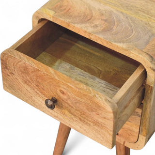 Mid-Century Modern Solid Wood Nightstand - side angle view