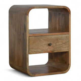 Mid-Century Modern Solid Wood Nightstand - rear profile view