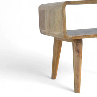 Mid-Century Modern Solid Wood Nightstand with Open Shelf - wood grain close up