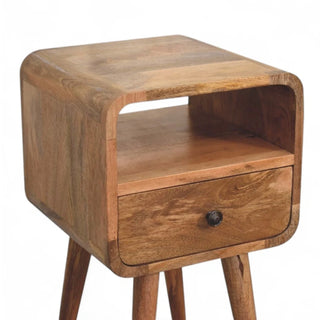 Mid-Century Modern Solid Wood Nightstand with Open Shelf - wood grain close up