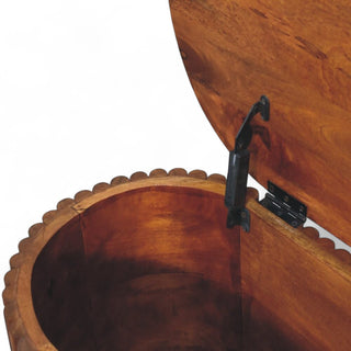 Mid-Century Modern Solid Wood Storage Bench – top surface and solid wood grain close-up
