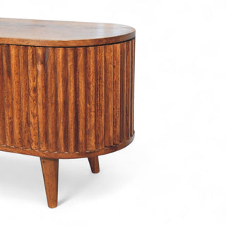 Mid-Century Modern Solid Wood Storage Bench – detail shot showing craftsmanship and finish