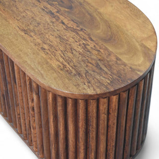 Mid-Century Modern Solid Wood Storage Bench – side profile view