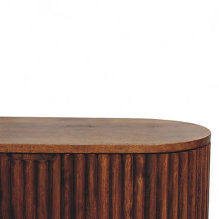 Mid-Century Modern Solid Wood Storage Bench – close-up of solid wood finish and seat detail