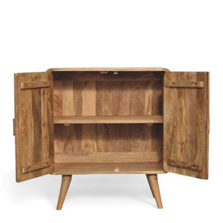 Mid-Century Modern Solid Wood Storage Cabinet T-Bar - side angle view