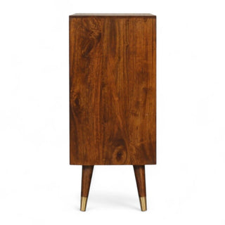Mid-Century Modern Tall Storage Cabinet Manila Gold - doors open interior